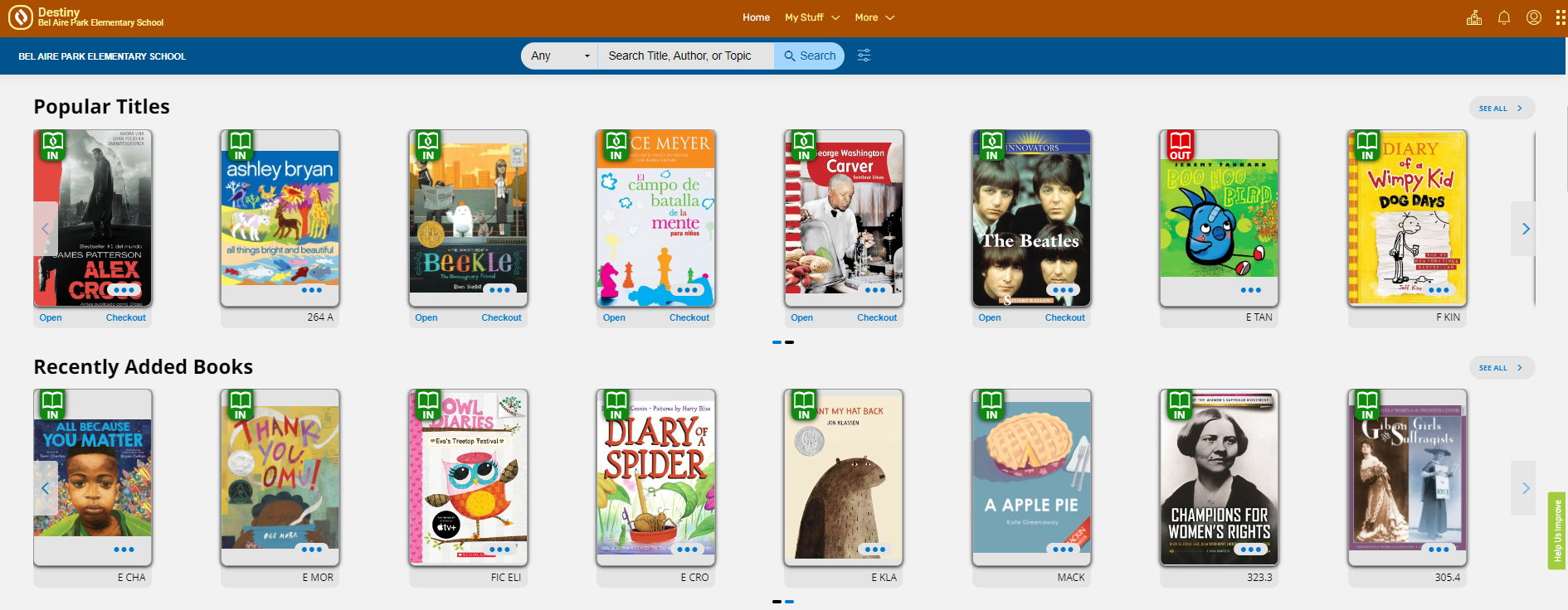screenshot of Follett Destiny Library Manager